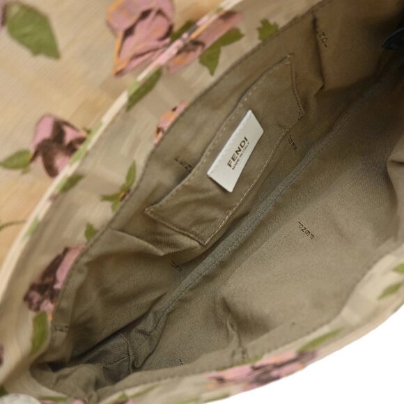 FENDI Logo Zucca Pattern Flower Hand Bag Canvas Leather Beige Pink Italy 88KB429 - Picture 10 of 15